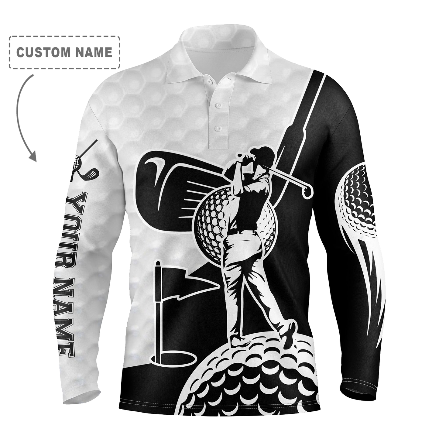 Golf Custom Name Men Polo Shirt - Golf Clubs Golf Ball Apparel Men Polo Shirt - Personalized Gift For Golf Lover, Golfer Polo Shirts