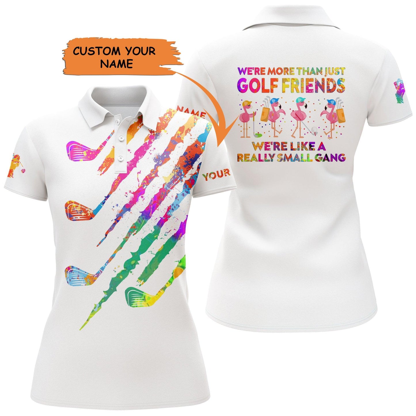 Golf Custom Name Women Polo Shirt, Golf Clubs Watercolor Flamingo Personalized Women Polo Shirt - Perfect Gift For Ladies, Girls, Golf Lovers, Golfers - Amzanimalsgift