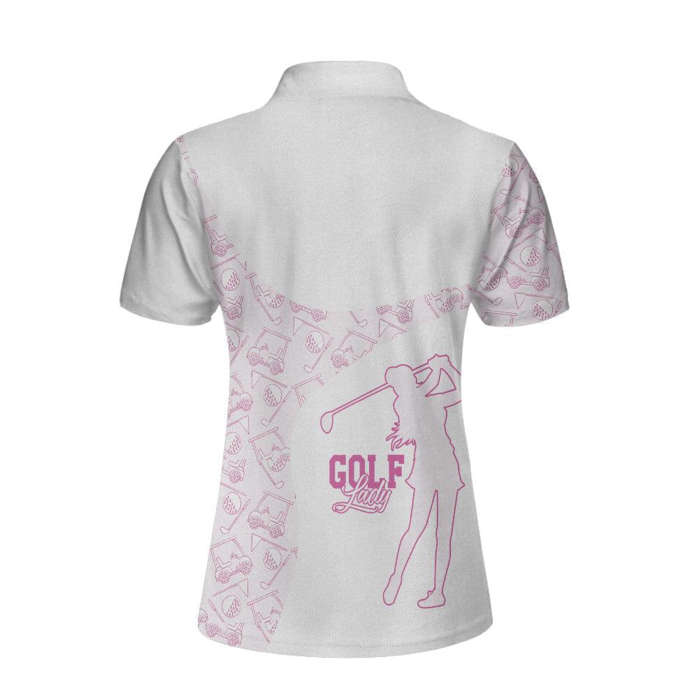 Golf Custom Name Women Polo Shirt, Pink Pattern Golf Girl White And Pink Personalized Women Polo Shirts, Gift For Ladies, Golf Lovers, Female Golfers - Amzanimalsgift