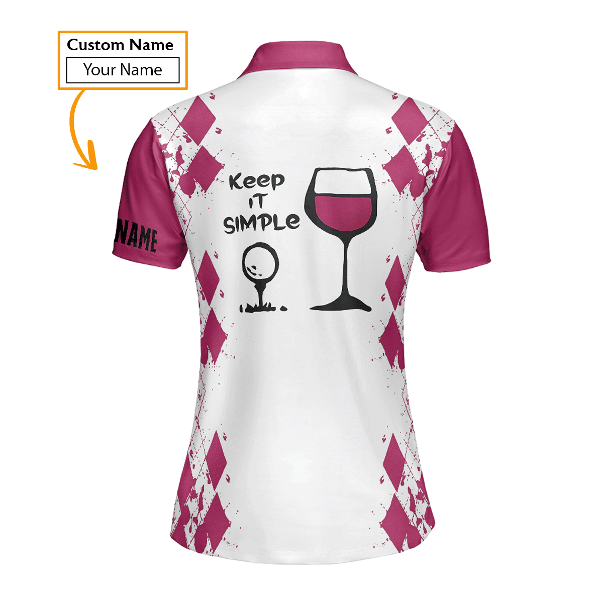 Golf Custom Name Women Polo Shirt, White Pink Keep It Simple Golf & Wine Personalized Women Polo Shirts, Best Gift For Ladies, Golfers, Golf Lovers - Amzanimalsgift