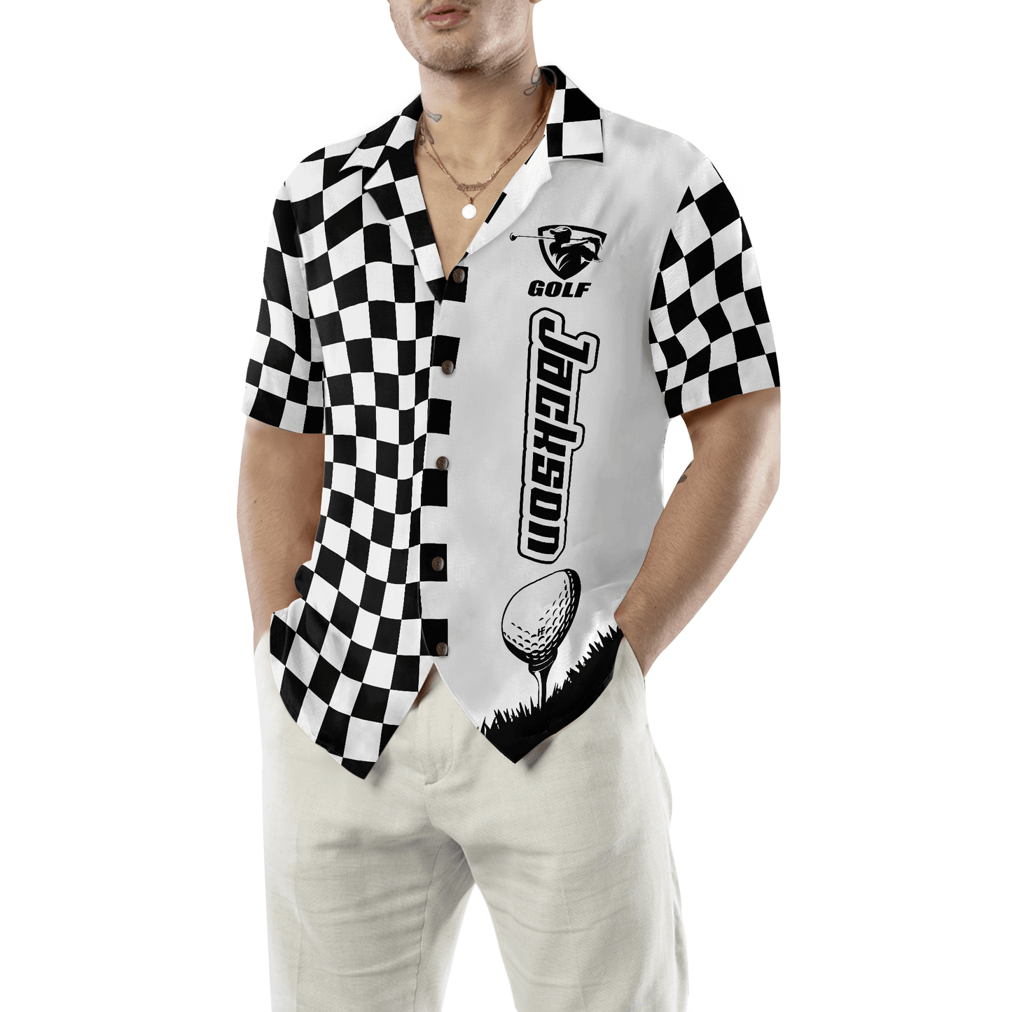 Golf Hawaiian Shirt, Checkerboard Style Golf Custom Name, Personalized Colorful Summer Aloha Shirt For Men Women, Gift For Friend, Team, Golf Lovers - Amzanimalsgift
