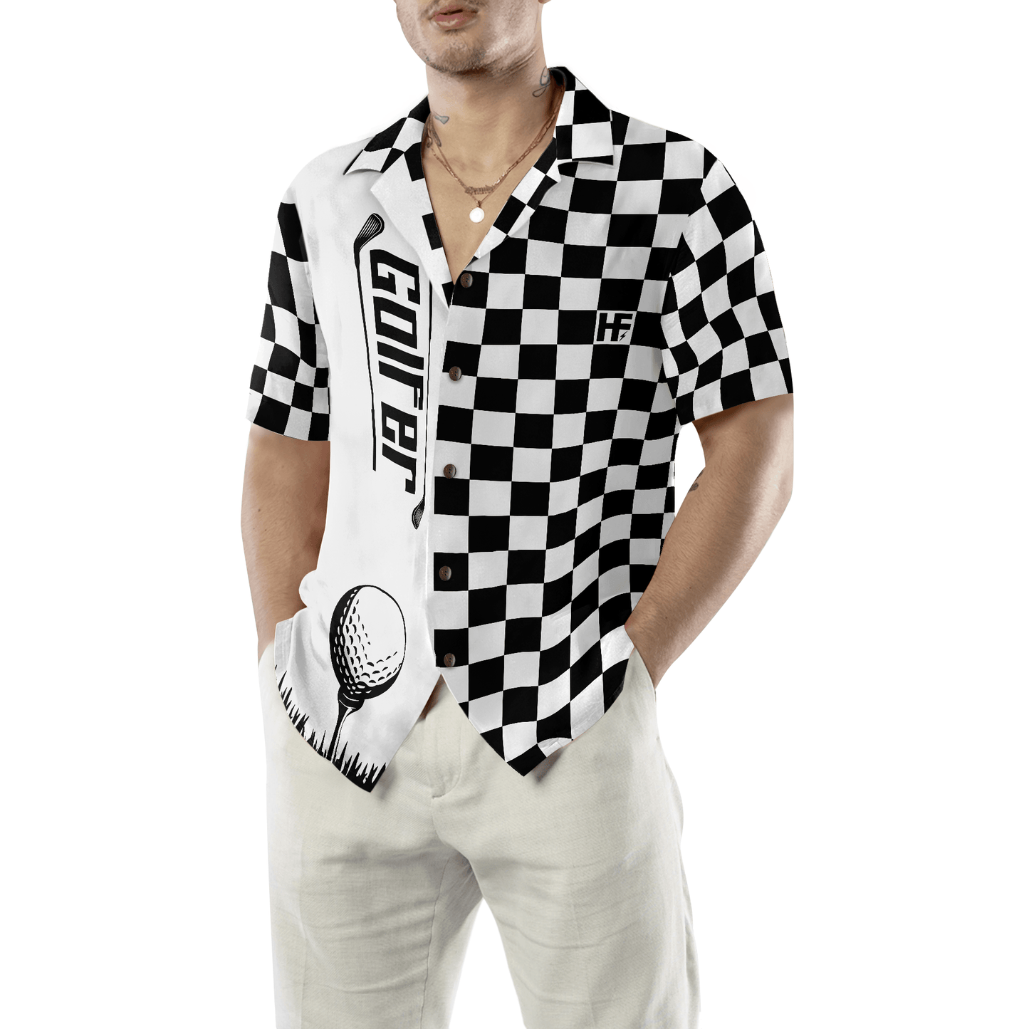 Golf Hawaiian Shirt, Checkerboard Style Golfer, Colorful Summer Aloha Hawaiian Shirt For Men Women, Gift For Friend, Golf Lover - Amzanimalsgift