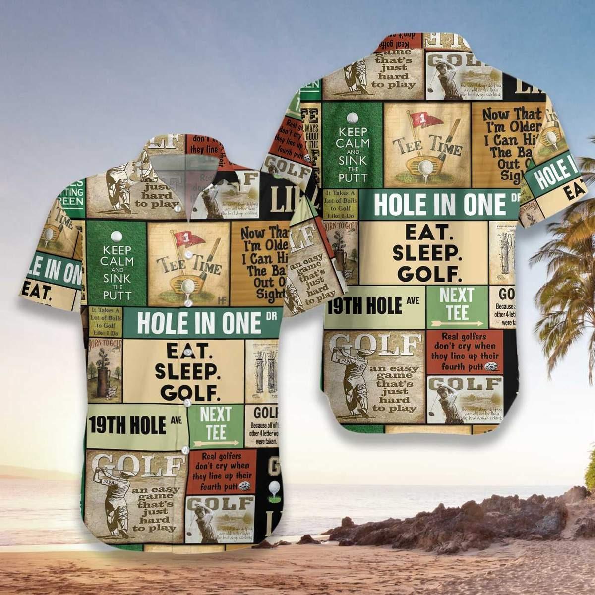 Golf Hawaiian Shirt, Golf Hole In One Golf Vintage Aloha Hawaiian Shirts For Men and Women - Gift For Friend, Family, Golfer - Amzanimalsgift