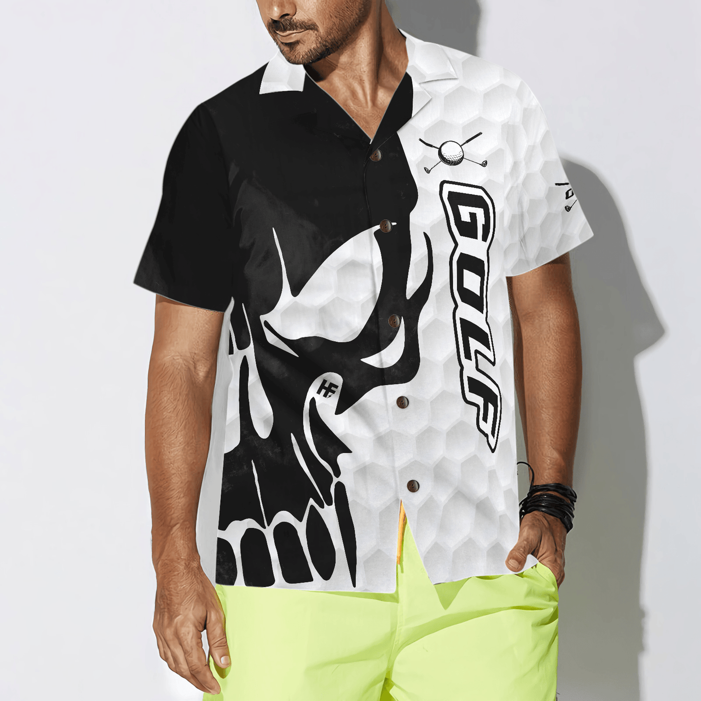 Golf Hawaiian Shirt, Golf Texture And Black Skull, Colorful Summer Aloha Hawaiian Shirt For Men Women, Perfect Gift For Friend, Golf Lovers, Golfers - Amzanimalsgift