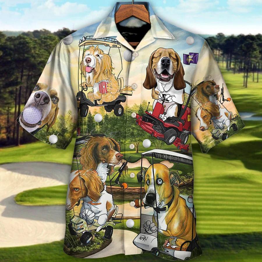 Golf Hawaiian Shirts - Funny Dog Golf Cart Aloha Shirt, This Is How I Roll Golf Lover Hawaiian Shirt - Perfect Gift For Men, Golfers, Dog Lovers - Amzanimalsgift