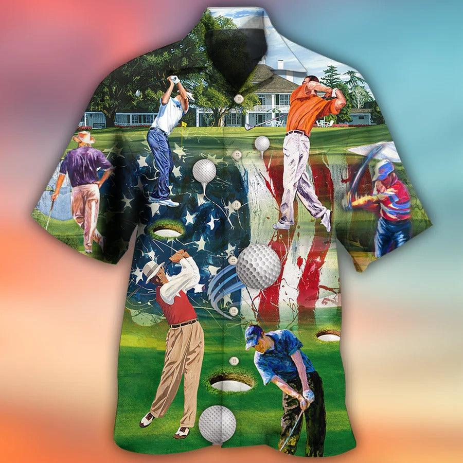 Golf Hawaiian Shirts - Independence Day American Flag Hawaiian Shirt - Perfect Gift For Men, Golfers, Happy 4th Of July - Amzanimalsgift
