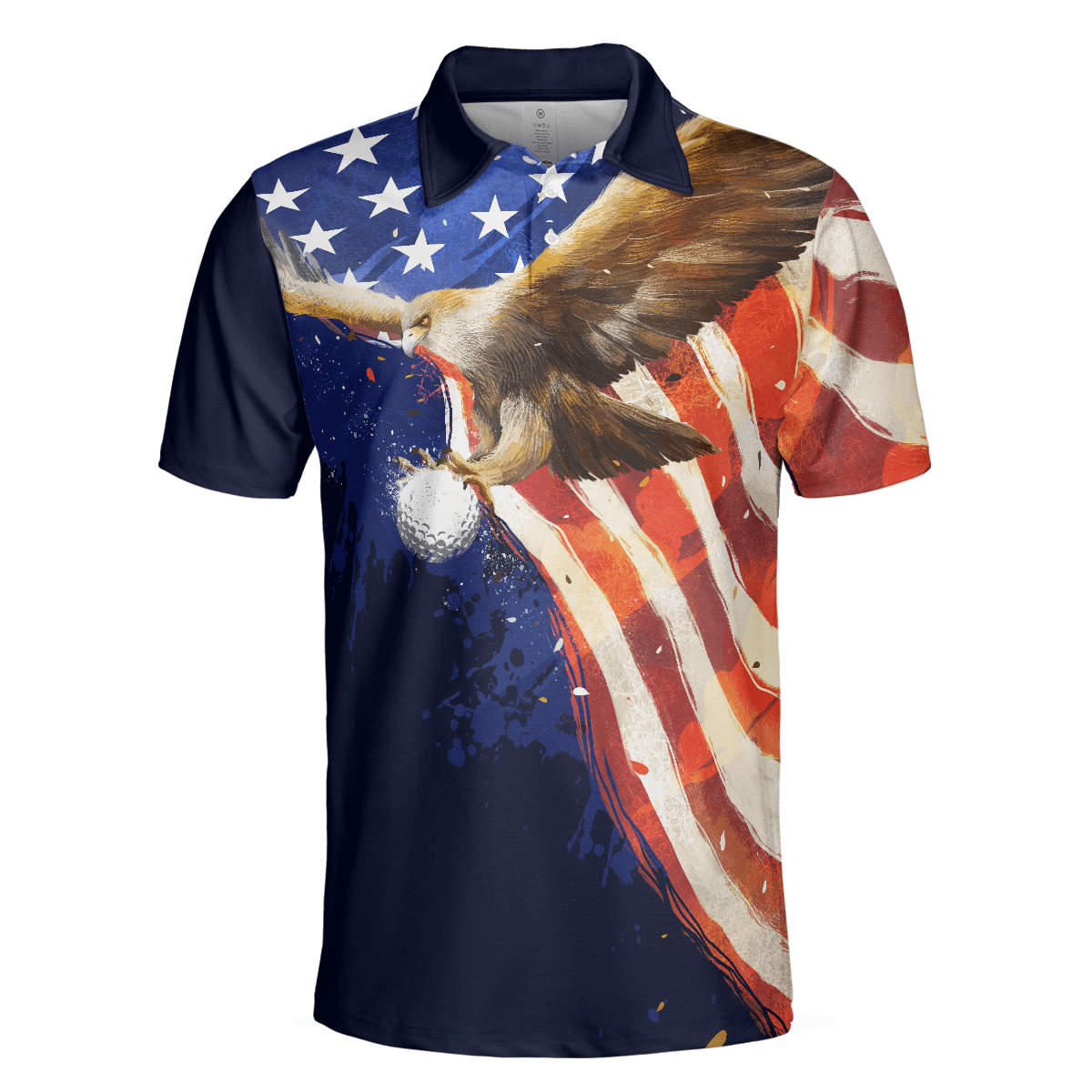 Golf Men Polo Shirt, Eagle Flying Golf with American Flag Independence Day Polo Shirts For Men, 4th Of July Gift For Golfers, Golf Team Lovers - Amzanimalsgift