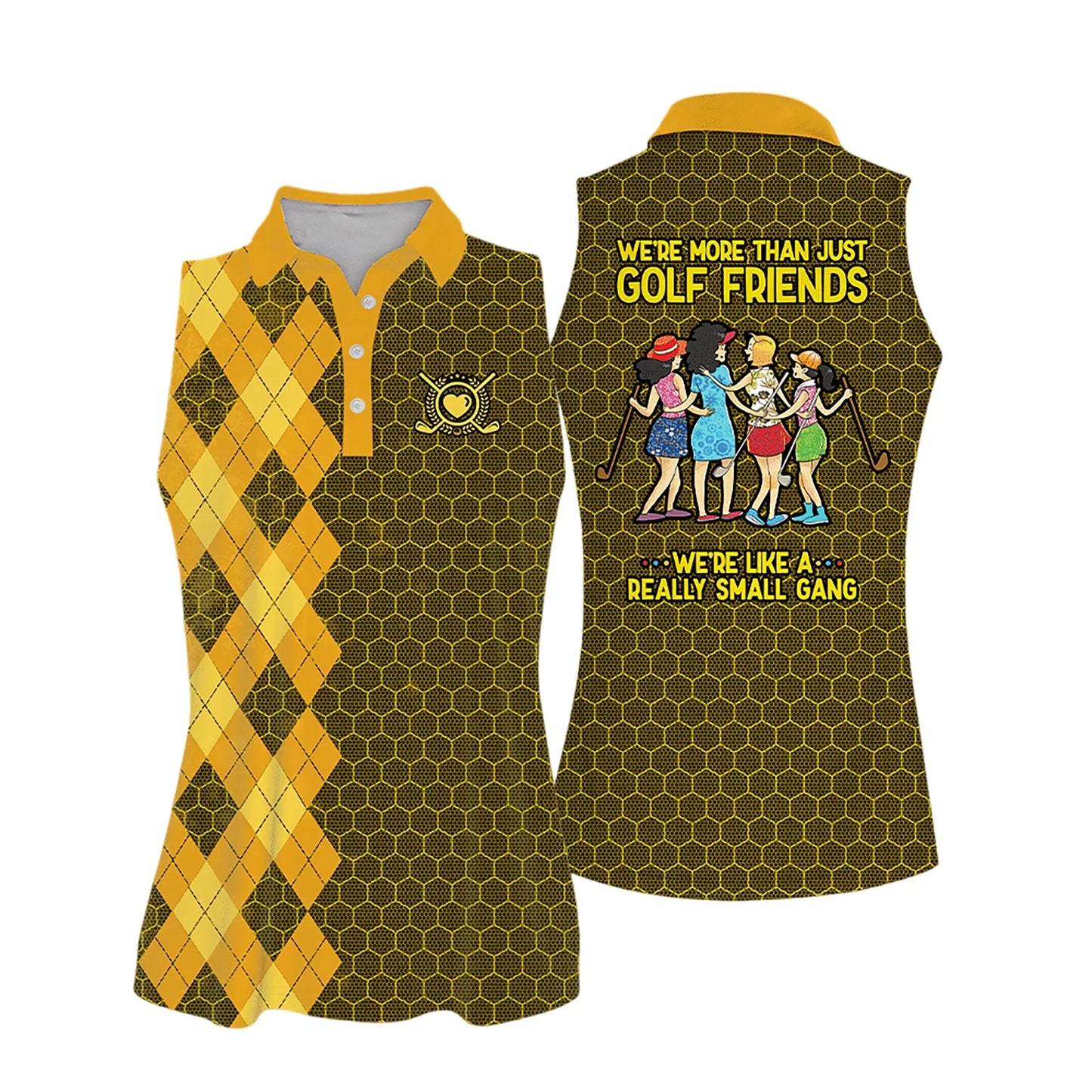 Golf Women Polo Shirt, Argyle Pattern We're Like A Really Small Gang Multicolor Women Polo Shirt - Gift For Mother's Day, Golfers, Female, Golf Lover - Amzanimalsgift