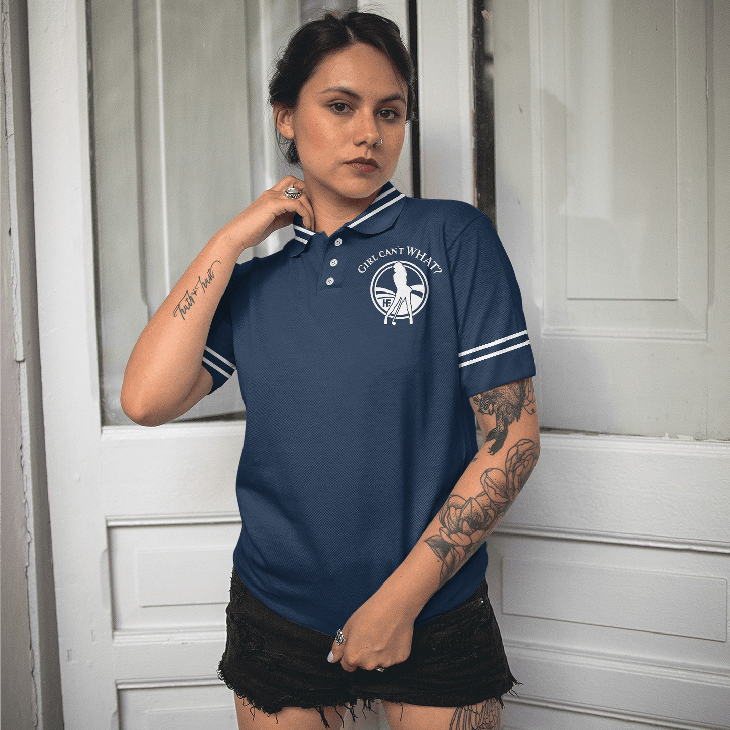 Golf Women Polo Shirt, Girl Can't WHAT Women Polo Shirts, Best Golf Gift For Ladies, Golfers, Golf Lovers - Amzanimalsgift