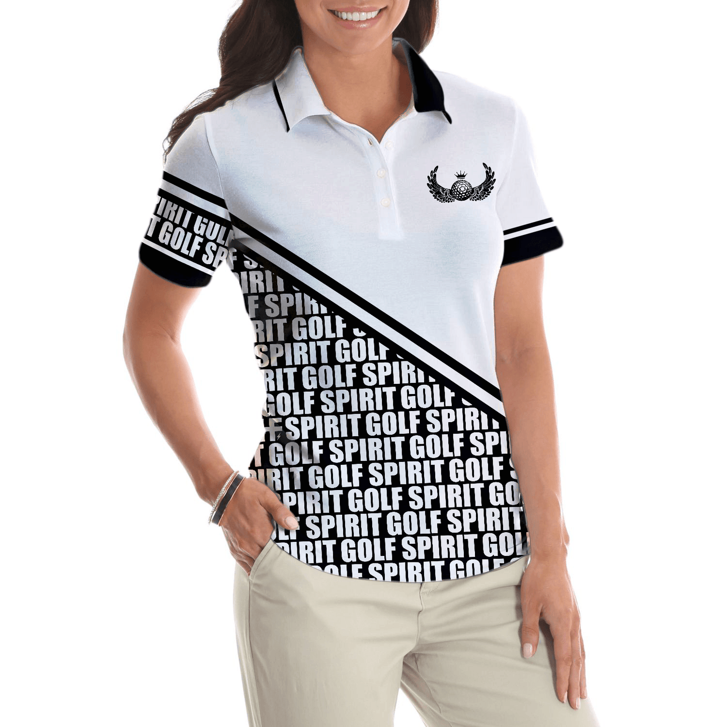 Golf Women Polo Shirt, Golf Spirit In Black And White Women Polo Shirts, Simple Golf Shirt Design Gift For Female Golfers, Ladies, Golf Lovers - Amzanimalsgift