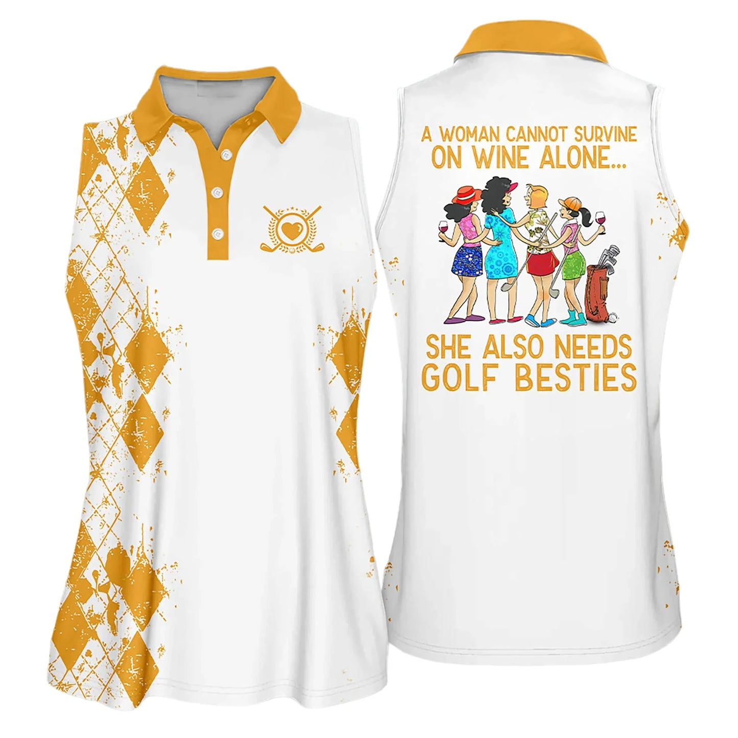 Golf Women Polo Shirts, Golf Friend Argyle Pattern She Also Needs Golf Besties Multicolor Women Polo Shirts - Gift For Golfers, Golf Lovers - Amzanimalsgift