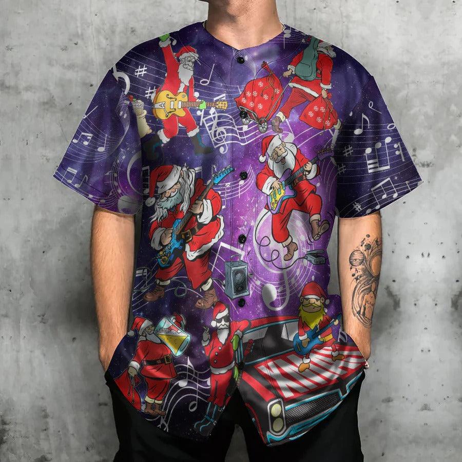 Guitar Baseball Jersey, Christmas, Santa Claus Playing Guitar Baseball Jersey For Men And Women - Perfect Gift For Guitar Lovers, Music Lovers - Amzanimalsgift