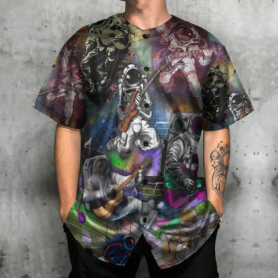 Guitar Baseball Jersey, Guitar Galaxy, Funny Astronaut Baseball Tee Jersey Shirt For Men And Women - Perfect Gift For Guitar Lovers, Music Lovers - Amzanimalsgift