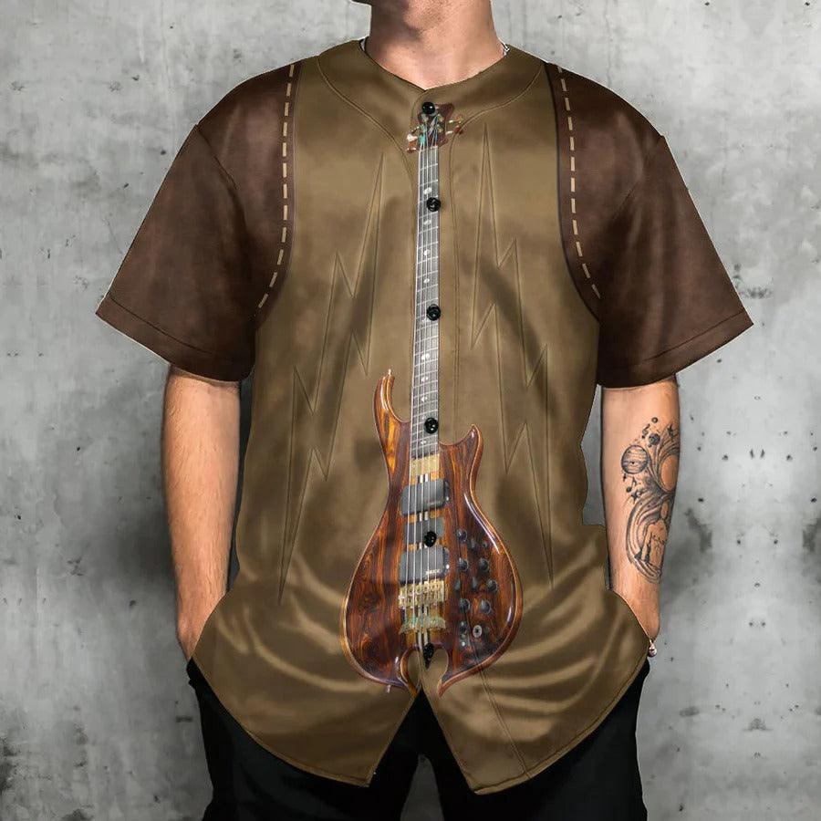 Guitar Baseball Jersey, Guitar Music Rock Leather Style Baseball Jersey For Men And Women - Perfect Gift For Guitar Lovers, Music Lovers - Amzanimalsgift