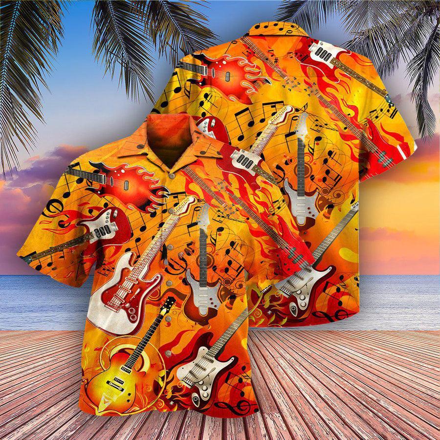 Guitar Color Aloha Hawaiian Shirt For Summer, Guitar Is My Life Notes Hawaiian Shirts Matching Outfit For Men Women, Music Guitar Lovers - Amzanimalsgift