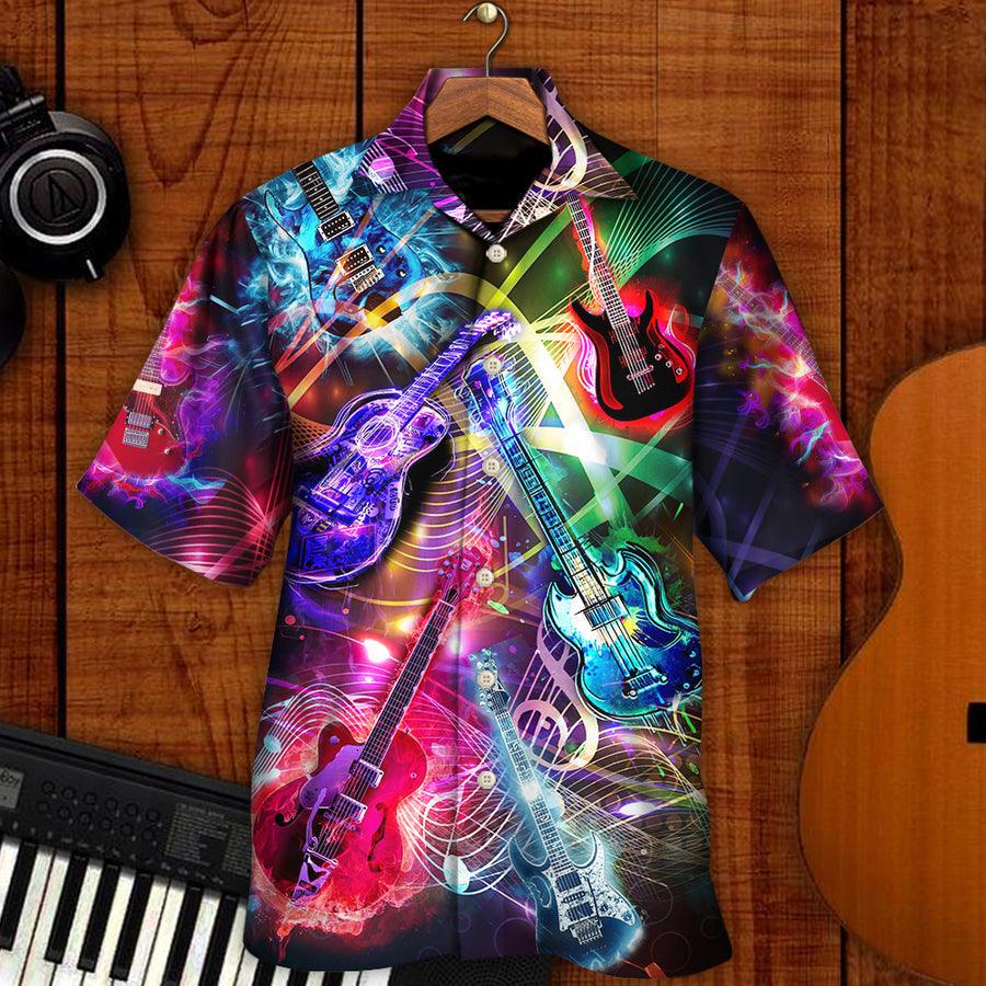 Guitar Neon Amazing Aloha Hawaiian Shirt For Summer, Guitar Is All You Need Hawaiian Shirts Outfit For Men Women, Music Guitar Lovers - Amzanimalsgift