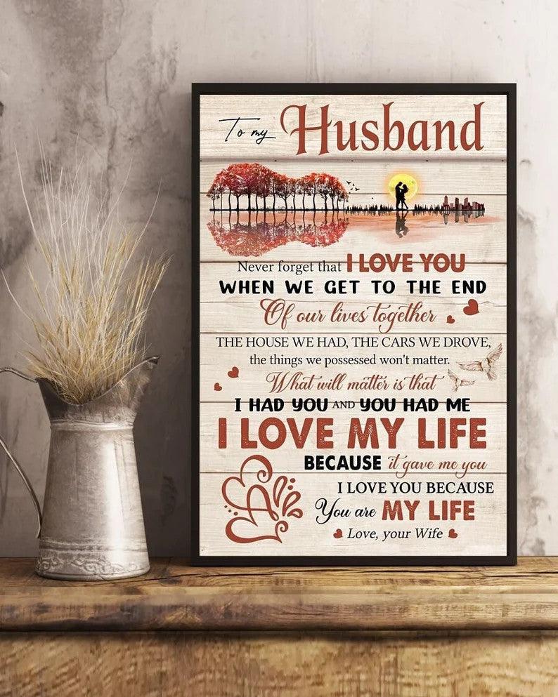 Guitar Portrait Canvas To Husband From Wife - Never Forget That I Love You To My Husband Premium Wrapped Canvas - Perfect Gift For Couple, Wife - Amzanimalsgift