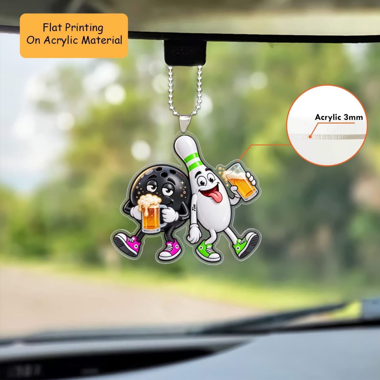 Personalized Bowling Christmas Ornament, Drunk Ball And Pin Drinking Beer, Custom Ornament Christmas Gift, Keychain Bowling, Car Ornament Bowling