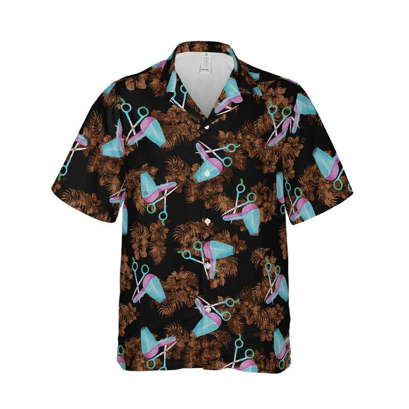 Hairdresser Aloha Hawaiian Shirts For Summer, Hair Tools Pattern Tropical Floral Hawaiian Shirt For Men Women Clothing, Best Gift For Friend, Family - Amzanimalsgift