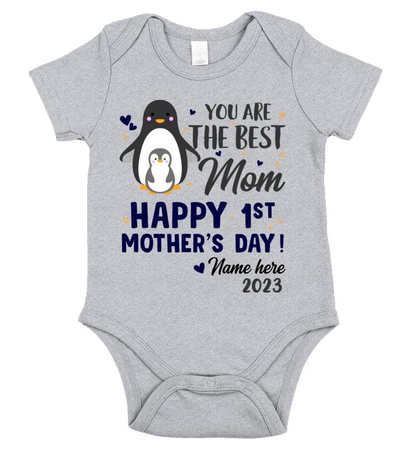 Happy 1st Mother's Day Funny Penguin Baby Onesies - You Are The Best Mom, Personalized Newborn Onesies, Perfect Gift For Baby, Baby Gift Onesie - Amzanimalsgift
