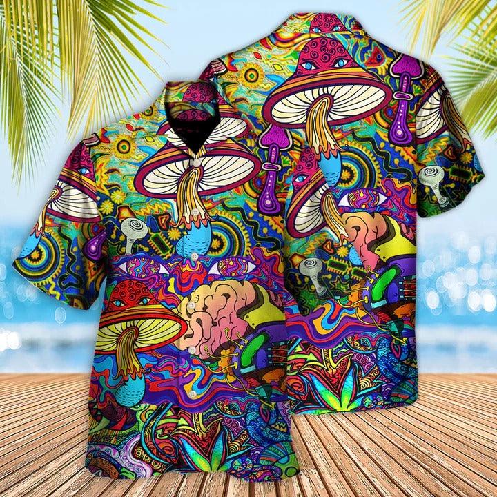 Hippie Aloha Hawaiian Shirt - Hippie Mushroom Colorful Lover Hawaiian Shirt For Summer - Perfect Gift For Friend, Family - Amzanimalsgift