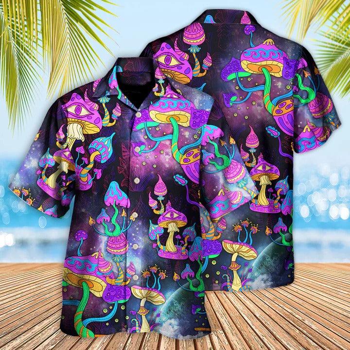 Hippie Aloha Hawaiian Shirt - Hippie Mushroom Hippie Life Lover Hawaiian Shirt For Summer - Perfect Gift For Friend, Family - Amzanimalsgift