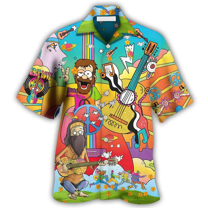 Hippie Aloha Hawaiian Shirt - Hippie Peace Life Funny Style Hawaiian Shirt For Summer - Perfect Gift For Friend, Family - Amzanimalsgift