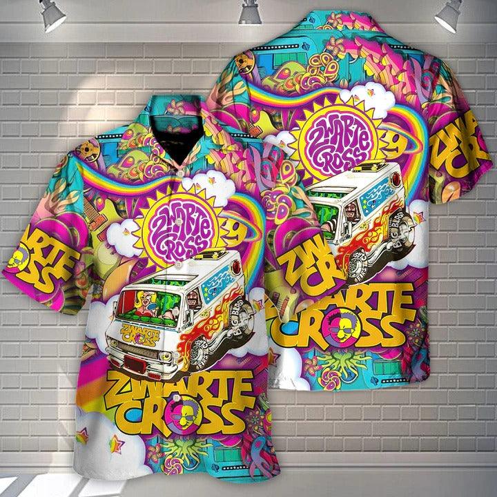 Hippie Aloha Hawaiian Shirt - Music Event Zwarte Cross Follow The Beat Hippie Style Hawaiian Shirt For Summer - Perfect Gift For Friend, Family - Amzanimalsgift