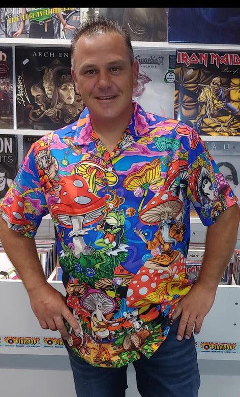 Hippie Hawaiian Shirt - Hippie Mushroom Happy Together Hawaiian Shirt For Summer - Perfect Gift For Friend, Family - Amzanimalsgift