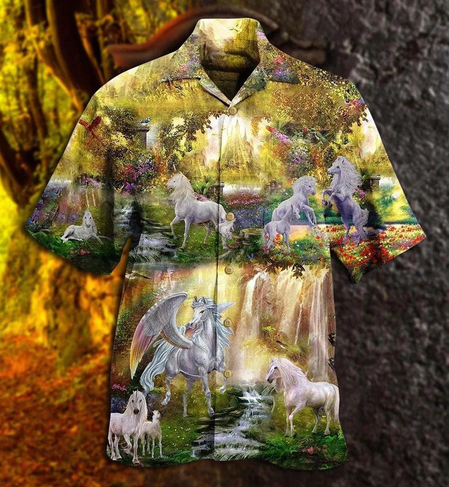 Horse Hawaiian Shirt For Summer - Horse Fly To Paradise Hawaiian Shirt, Pegasus Hawaiian Shirt - Perfect Gift For Men, Horse Lovers - Amzanimalsgift