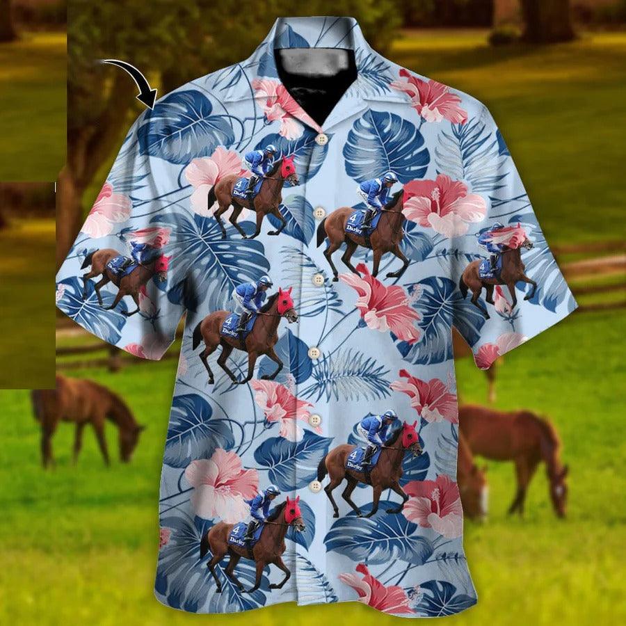 Horse Hawaiian Shirts For Summer - Horse Racing, Tropical Floral Hawaiian Shirt - Perfect Gift For Men, Horse Lovers - Amzanimalsgift