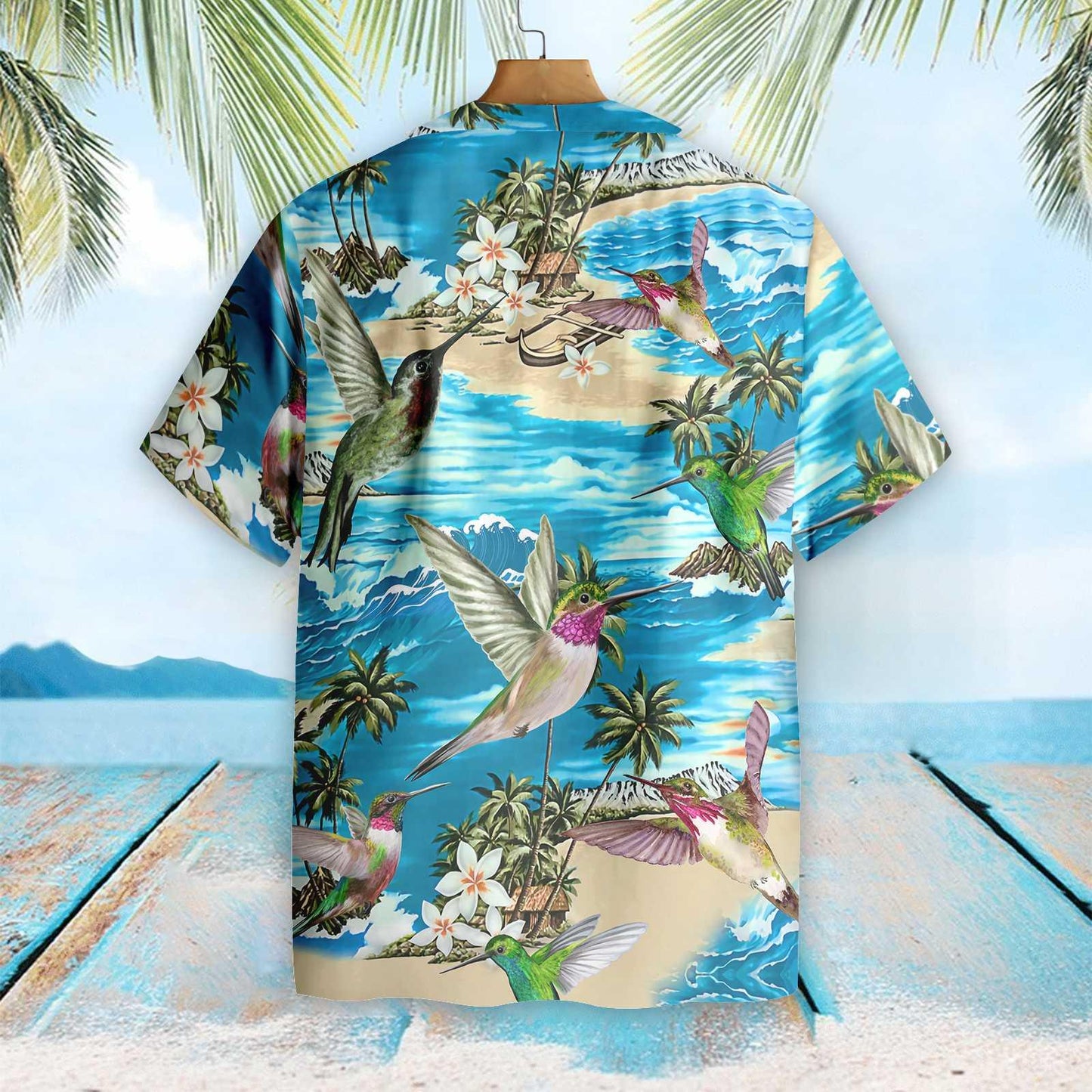 Hummingbird Hawaiian Shirts, Colorful Summer, Blue Beach Aloha Shirts For Men - Perfect Gift For Hummingbird Lovers, Friends, Family - Amzanimalsgift