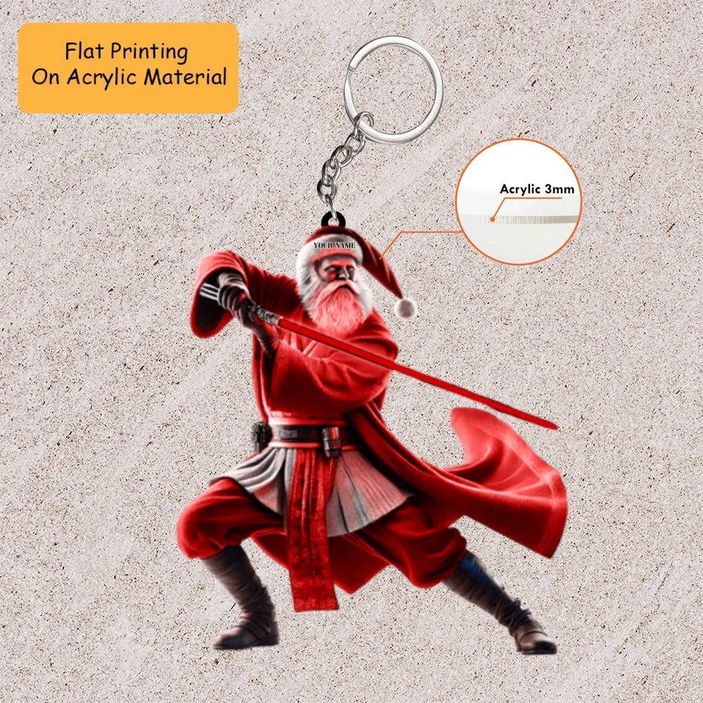 Personalized Darth Santa Pins Acrylic Ornament, Santa Keychain, Car Ornament, Christmas Ornament Gifts