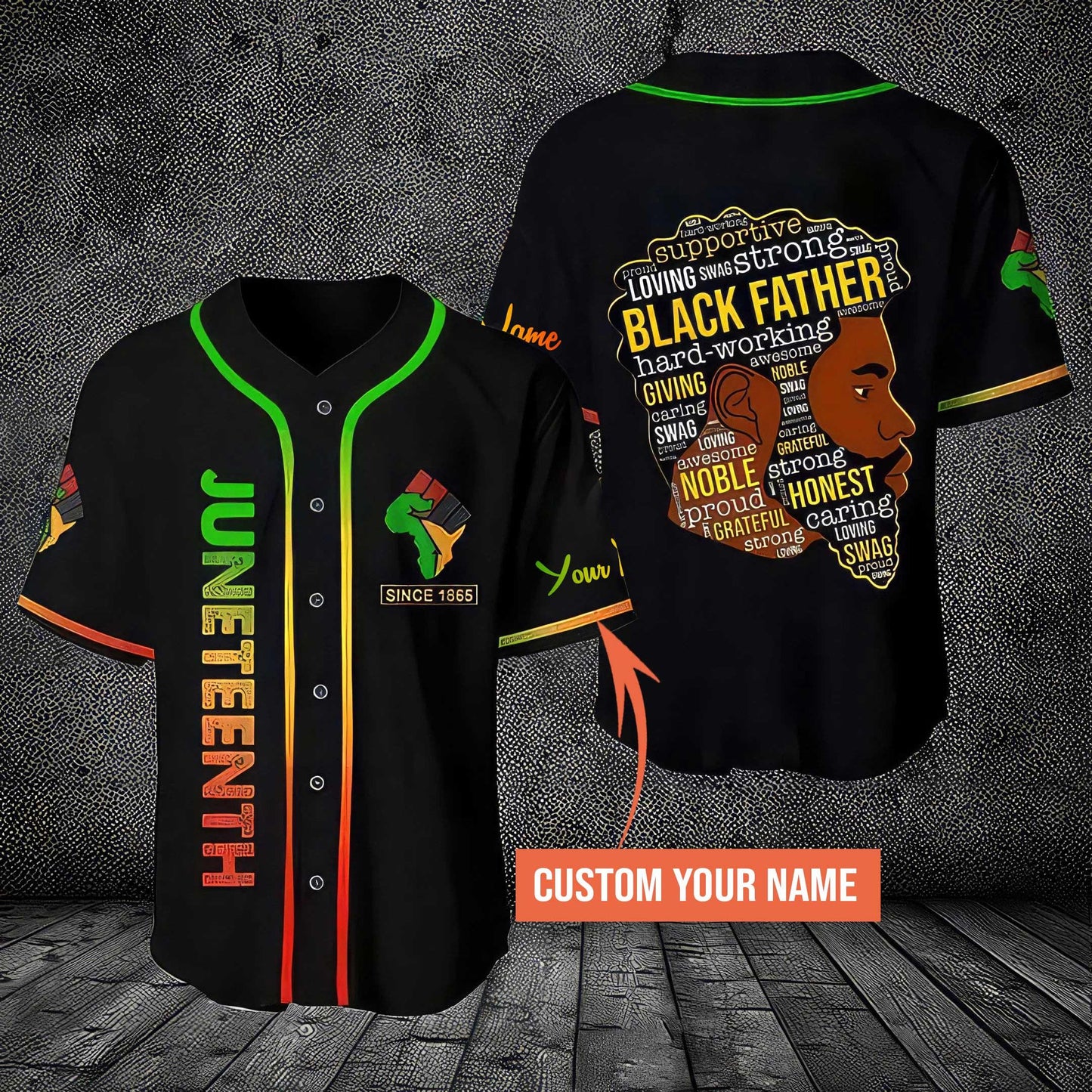 Juneteenth Baseball Jersey Custom Name - Juneteenth Since 1865 Black father Personalized Baseball Jersey - Gift For Dad, Father's Day Gift, - Amzanimalsgift