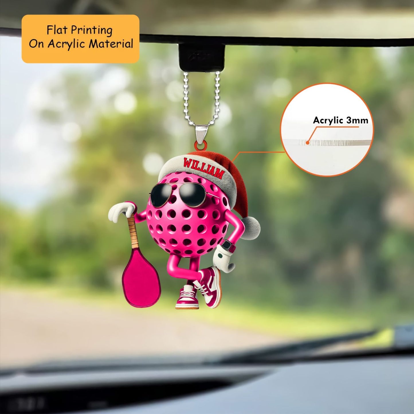 Personalized Pickleball Christmas Ornament, Cool Ball Leaning On Paddle, Custom Ornament Christmas Gift, Keychain Bowling, Car Ornament Bowling