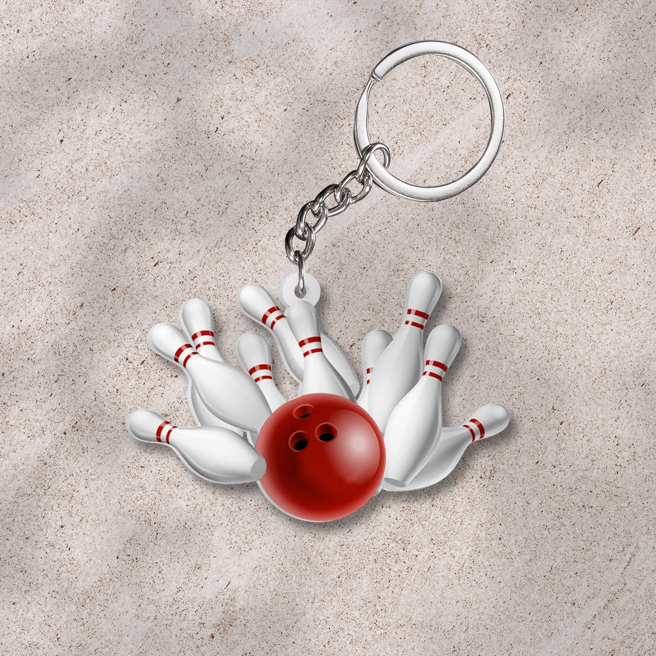 Bowling Pins And Ball Acrylic Keychain For Bowling Lovers, Bowlers, Friends
