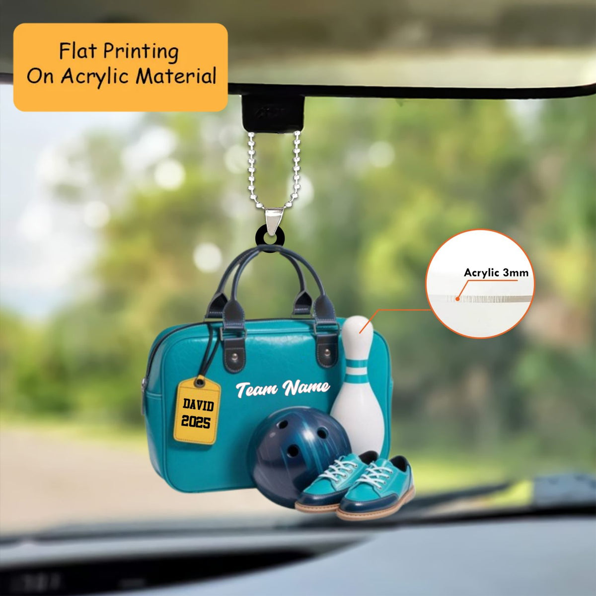 Personalized Bowling Bag Ornament, Bowling Christmas Keychain, Car Ornament, Christmas Ornament Gifts