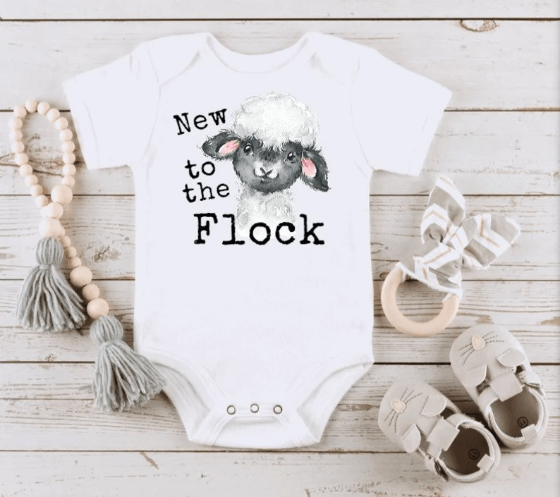 Lamb Baby Onesies, New to the Flock Onesie bodysuit, Baby lamb onesie, farm animal onesie, Newborn Onesies - Perfect Gift For Baby, Baby Gift Onesie - Amzanimalsgift