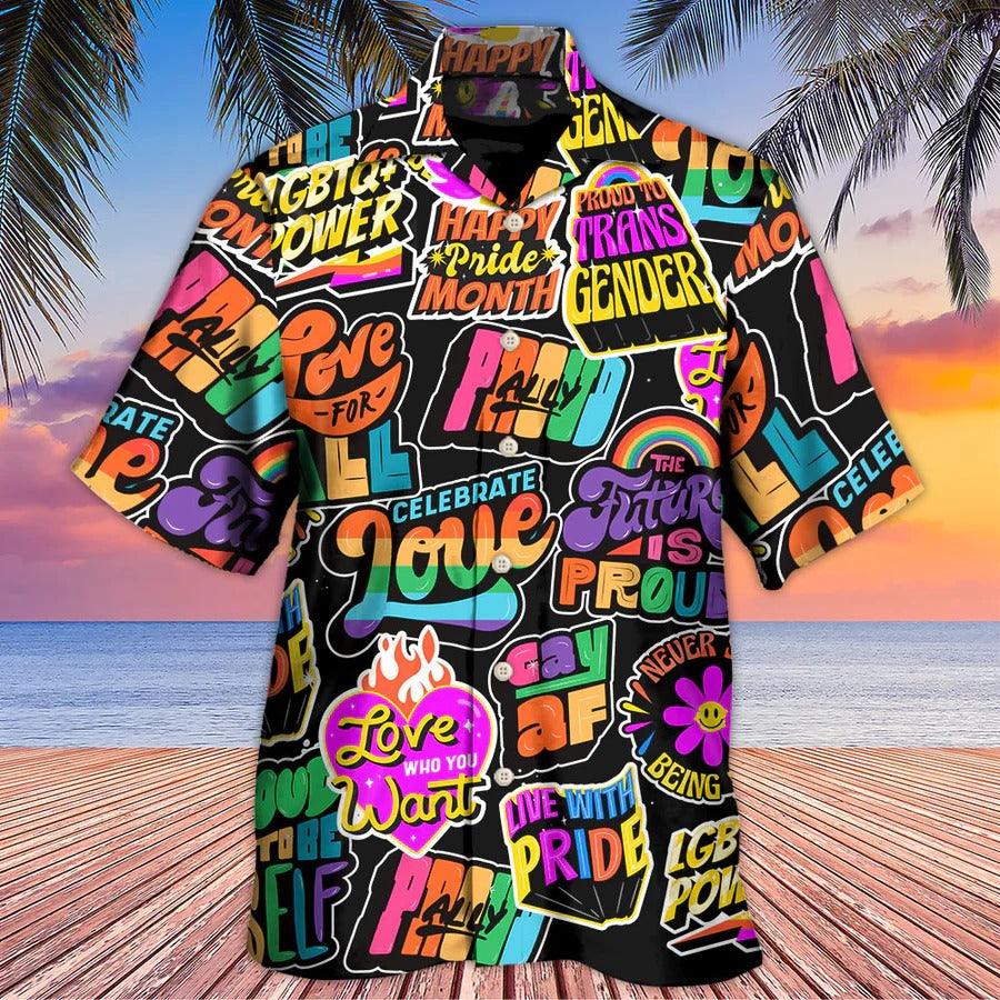 LGBT Aloha Hawaiian Shirt For Summer - LGBT Love Is Love Pride Month Hawaiian Shirt - Rainbow Hawaiian Shirt - Perfect Gift For LGB - Amzanimalsgift