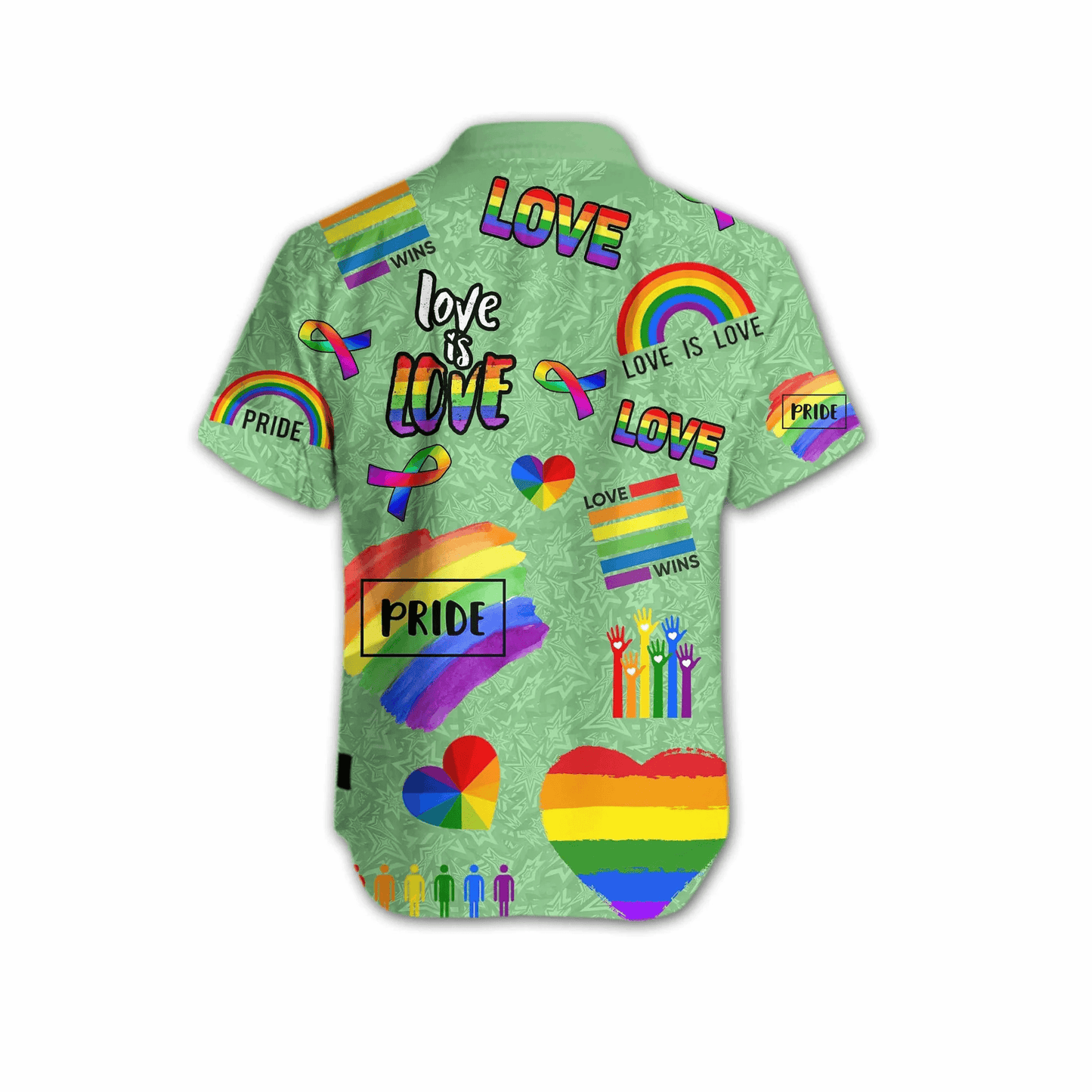 LGBT Aloha Hawaiian Shirts For Summer, Ribbon Heart Rainbow Colorful Of LGBT Hawaiian Shirts, Gift For Couple Gaymer And Lesbian - Love Is Love - Amzanimalsgift