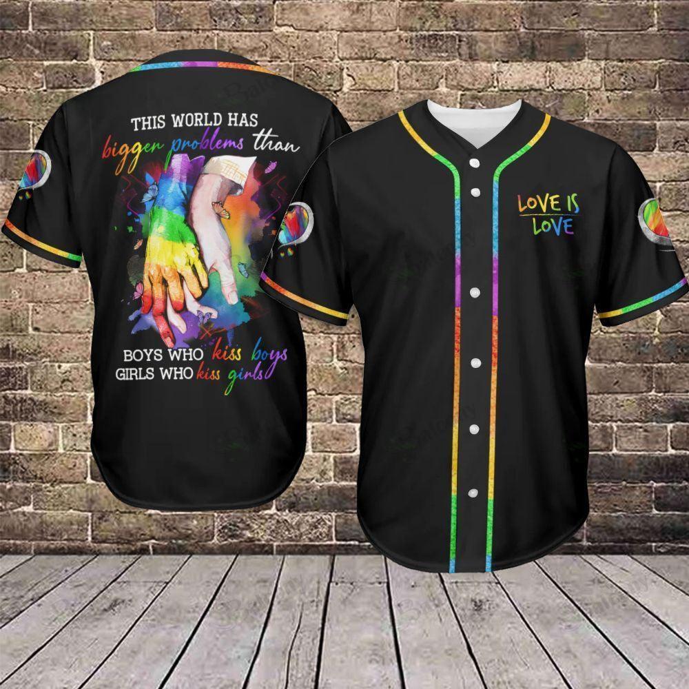LGBT Baseball Jersey, Pride Hold Hand Colorful Of LGBT Baseball Jersey, Gift For Gaymer And Lesbian - Boys Who Kiss Boys Girl Who Kiss Girls - Amzanimalsgift