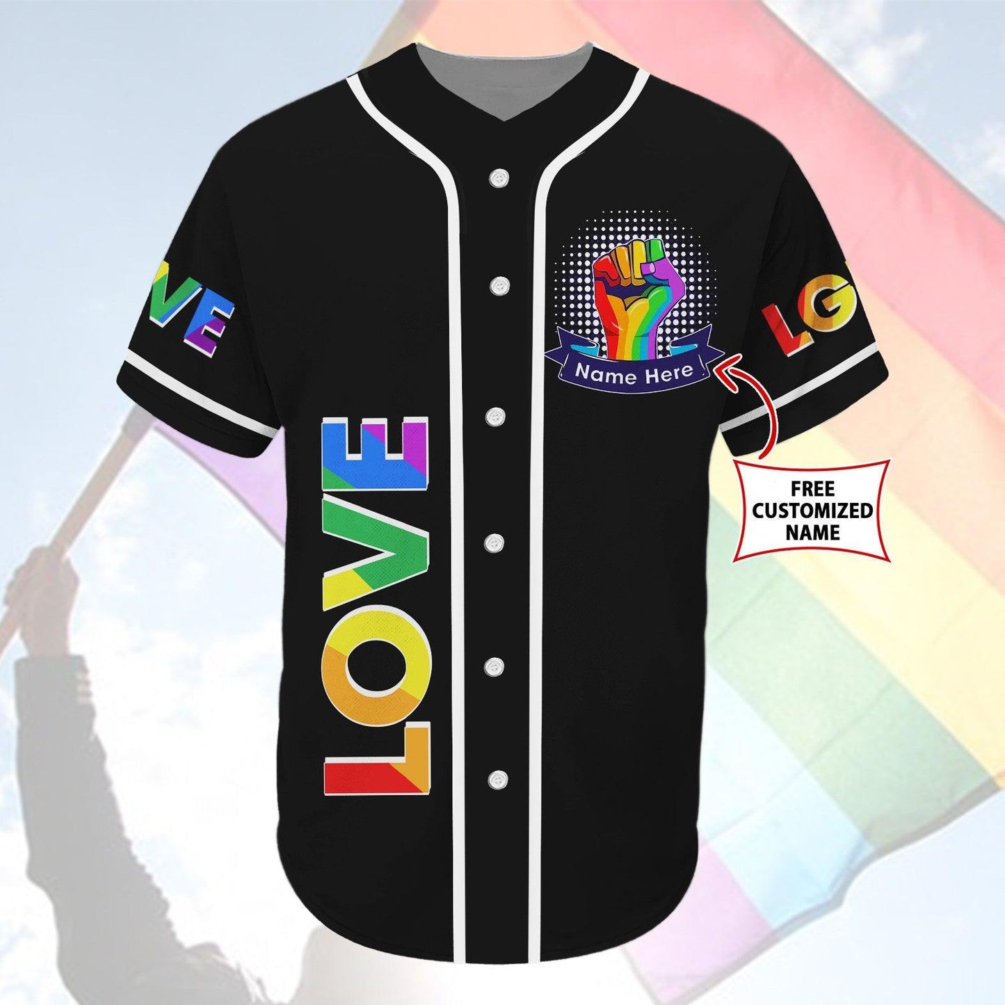 LGBT Custom Name Baseball Jersey, Pride Day Love Has No Gender, Personalized Pride Colorful Of LGBT Baseball Jersey, Gift For Gaymer And Lesbian - Amzanimalsgift