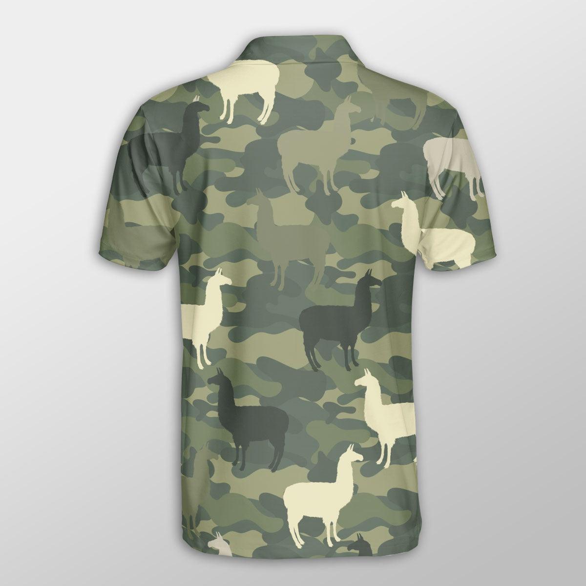 Llama Men Polo Shirts For Summer - Llama Camo Pattern Button Shirts For Men - Perfect Gift For Llama Lovers, Summer Lovers - Amzanimalsgift