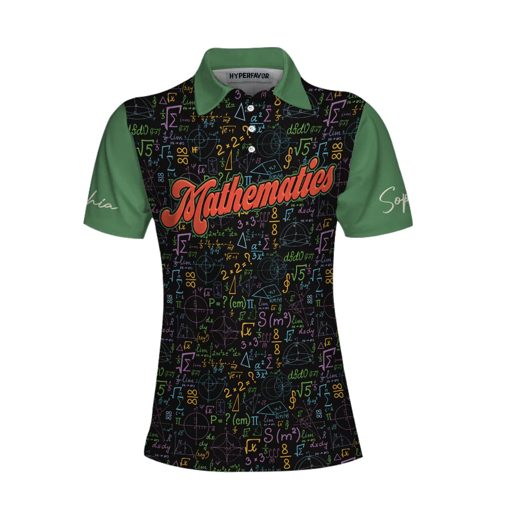 Math Teacher Custom Name Women Polo Shirt, I'm A Math Teacher I'm Always Right, Math Symbols Women Polo Shirts, Cool Gift For Female Teacher, Ladies - Amzanimalsgift