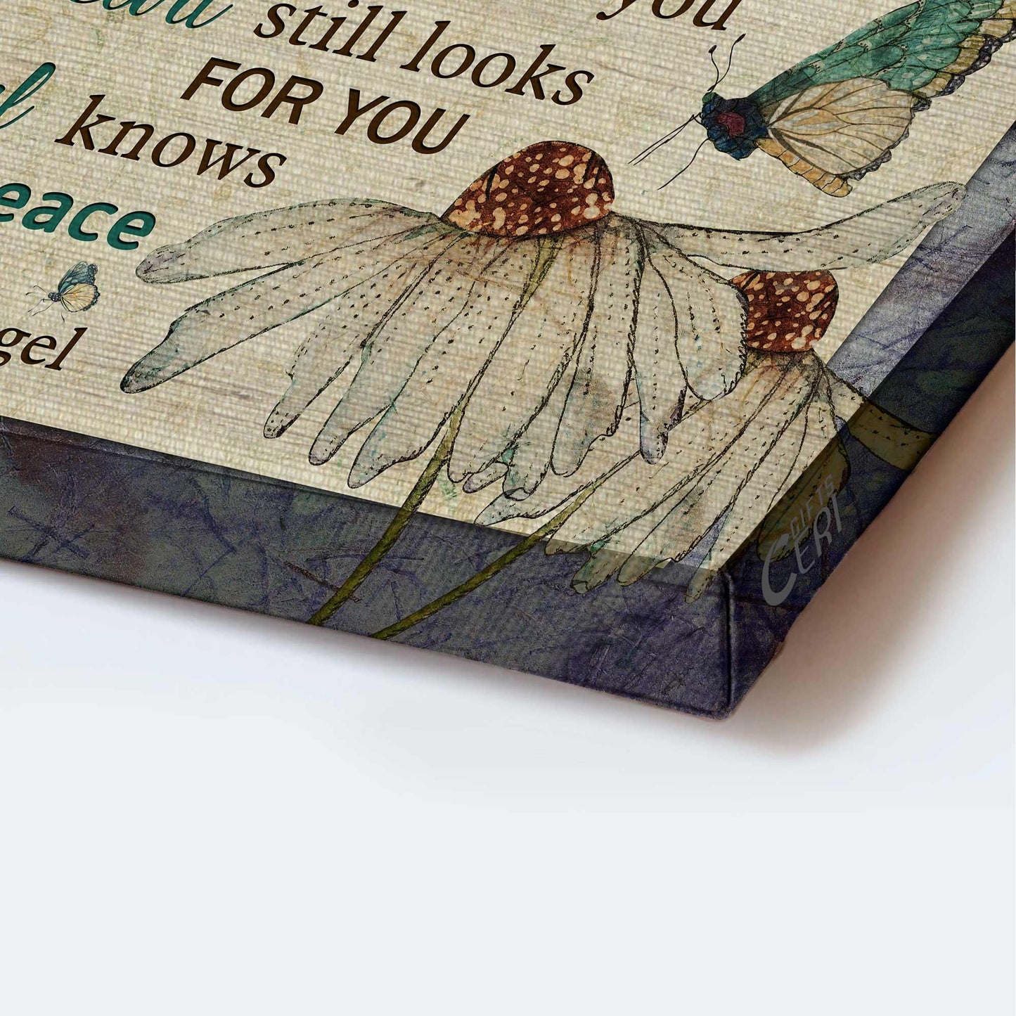 Memorial Premium Wrapped Landscape Canvas - Butterfly Drawing, White Flower Painting, My Heart Still Looks For You - Heaven Gift For Members Family - Amzanimalsgift