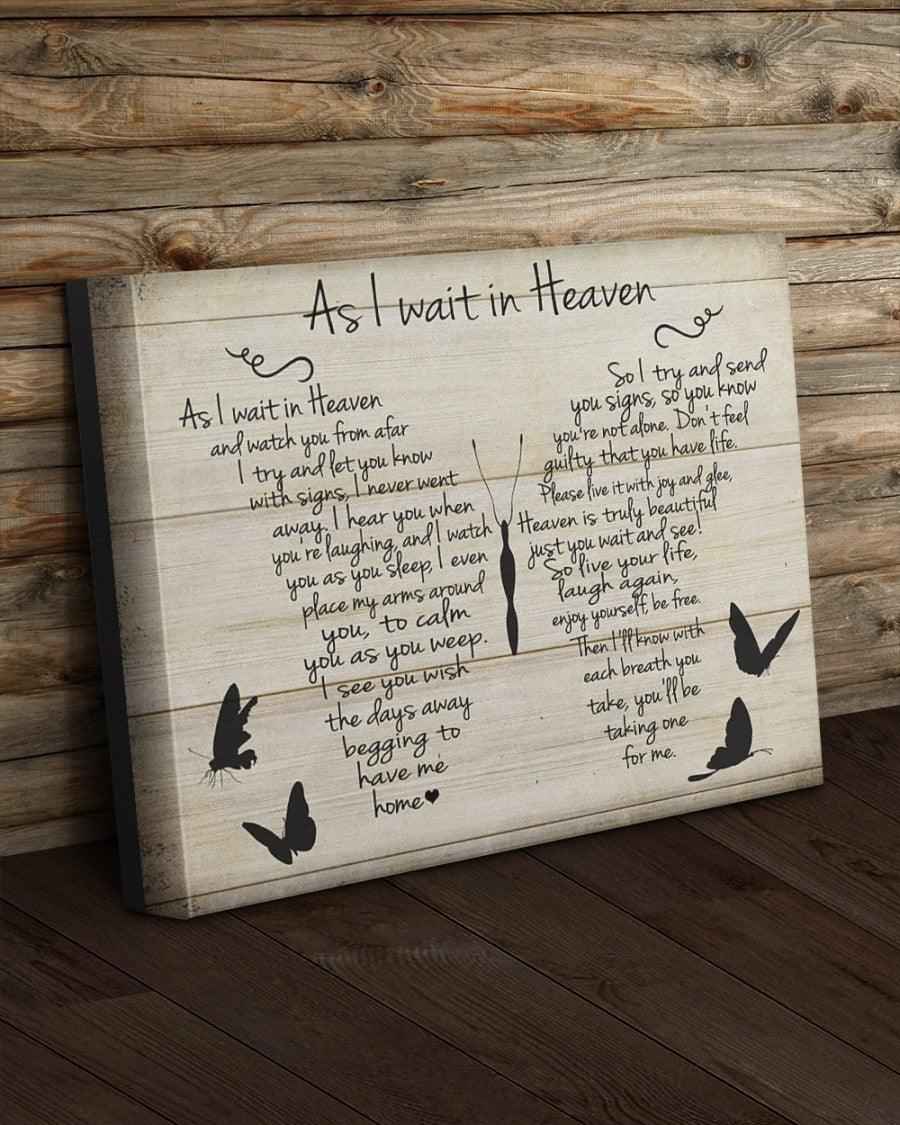 Memorial Premium Wrapped Landscape Canvas - Sympathy Gift, Remembrance Gift, As I Wait In Heaven - Heaven Gift For Members Family - Amzanimalsgift