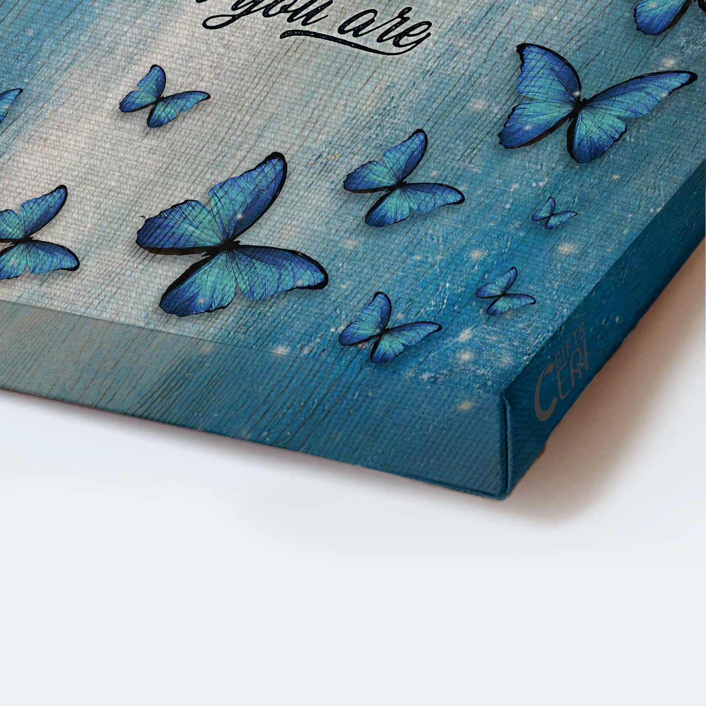 Memorial Premium Wrapped Portrait Canvas - Blue Butterfly, You Are Thousand Miles Away - Heaven Gift For Members Family - Amzanimalsgift