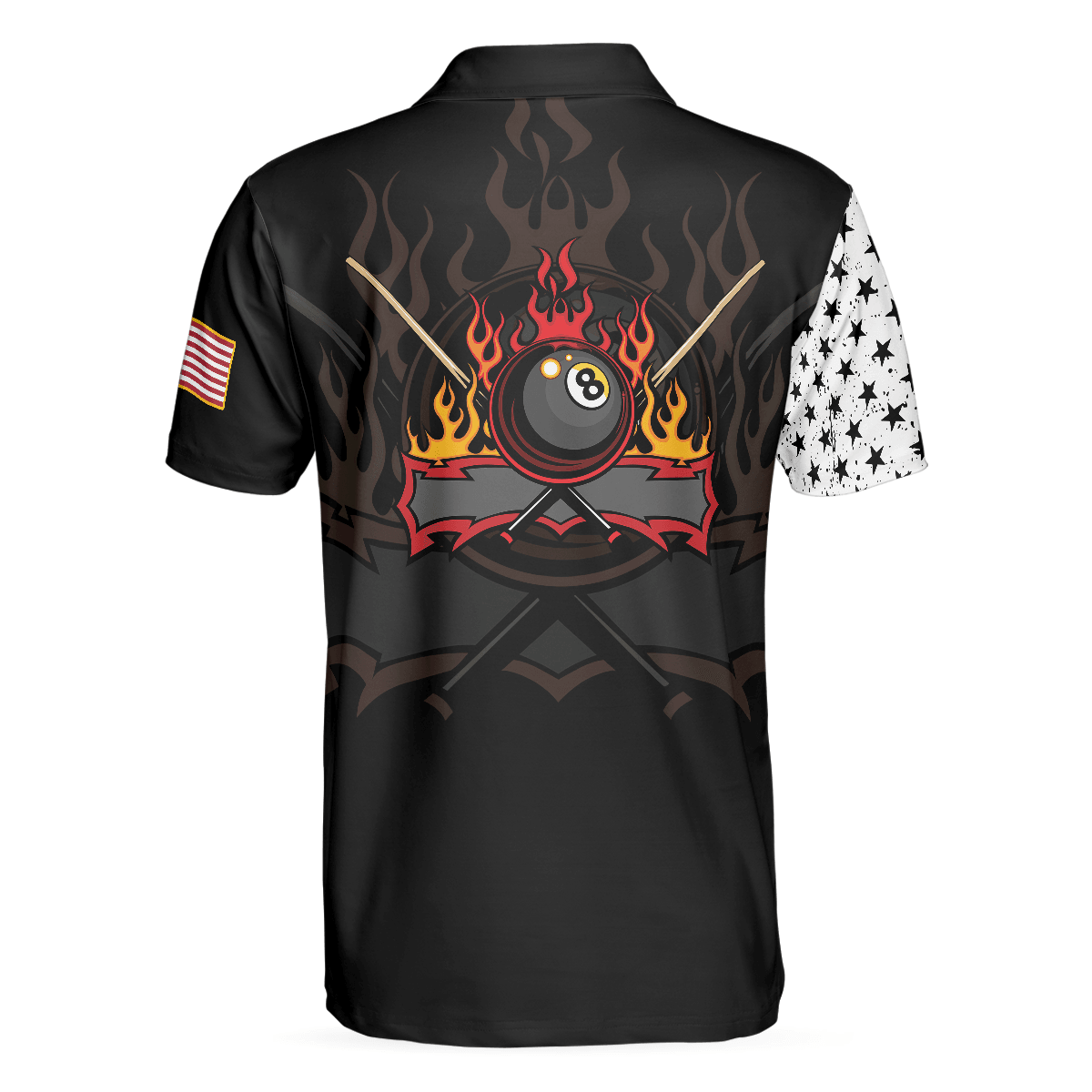 Men Billiards Polo Shirt - Skull Billiards Pool Polo Shirt, Black And White American Flag Polo Shirt, Patriotic Billiards Shirt For Men, Billiard Lovers - Amzanimalsgift
