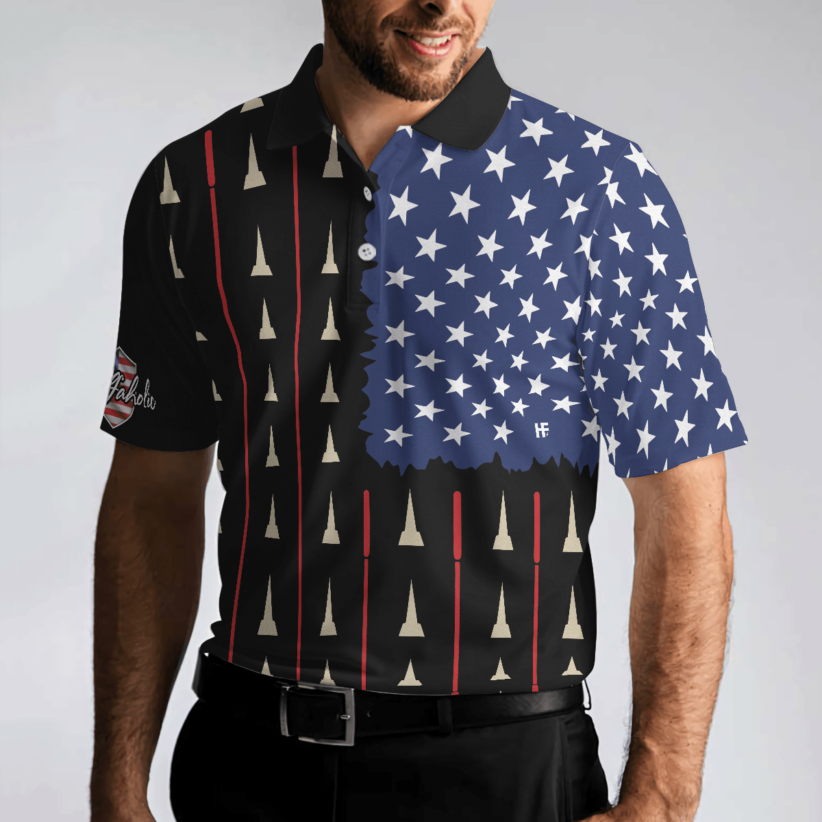 Men Golf Polo Shirt - American Flag Golf Clubs Men Polo Shirt, Golfaholic Polo Shirt - Perfect Polo Shirt For Men, Golfers, Golf Lovers - Amzanimalsgift