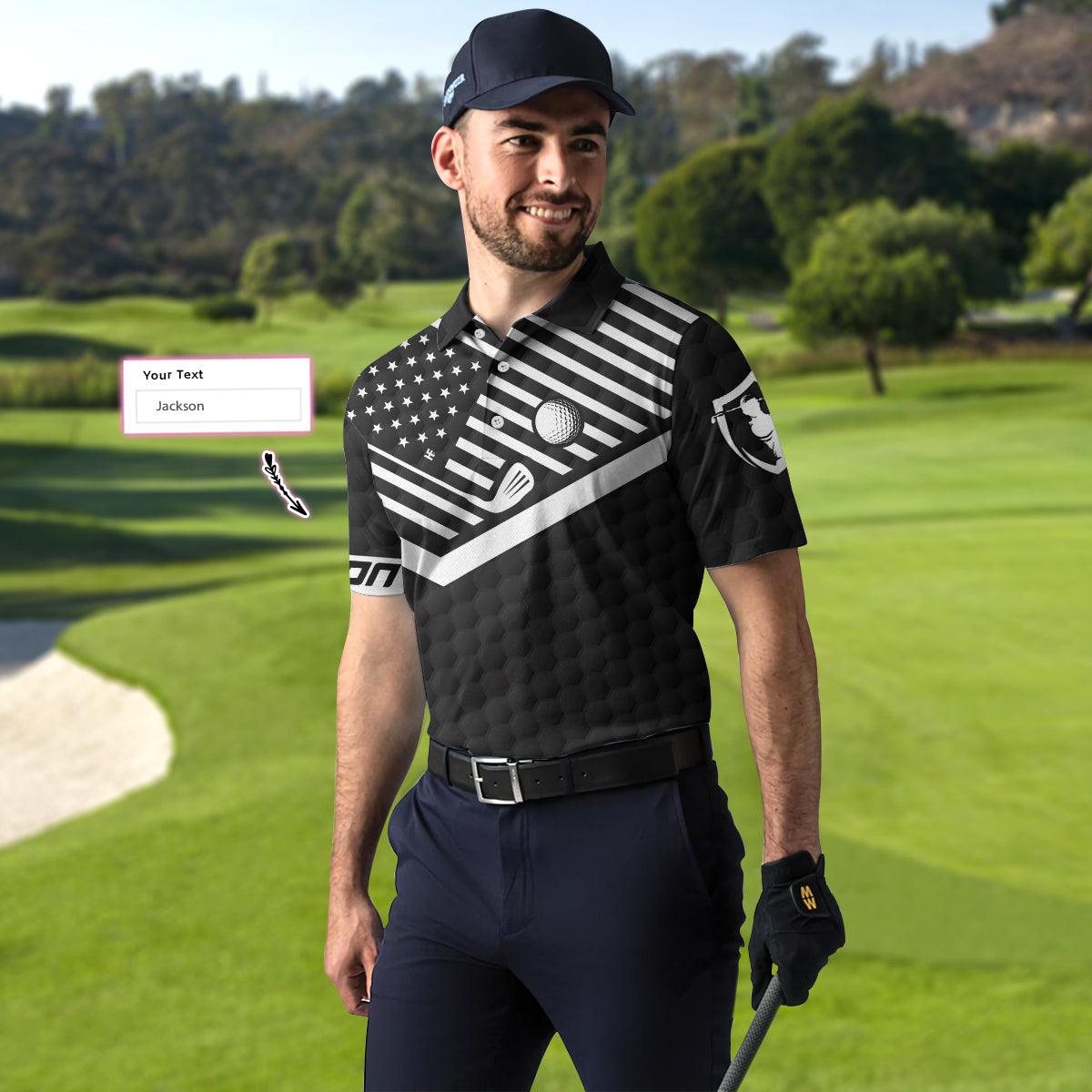 Men Golf Polo Shirt - Best Personalized Golf Polo Shirt, Back Nines Matter Custom Golf Polo Shirt, Black Theme American Flag Golf Polo Shirt For Men - Amzanimalsgift